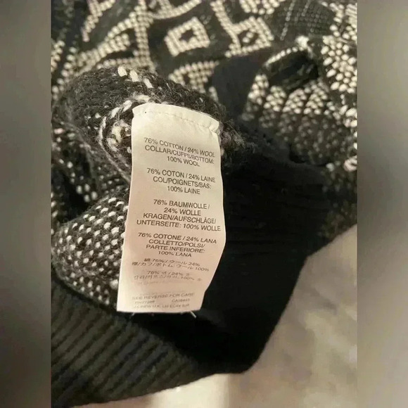 J. Crew Women Black Mixed Stitch Blanket Sweater Soft Cotton Wool Blend Size XXS - Picture 2 of 8